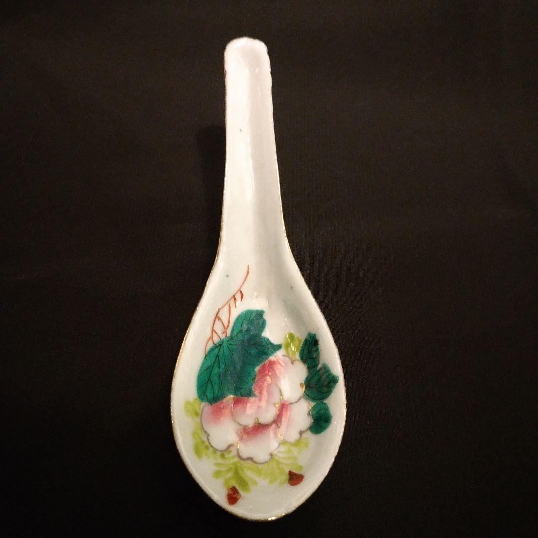 清朝 色絵花草 古蓮華 中国 古玩 骨董