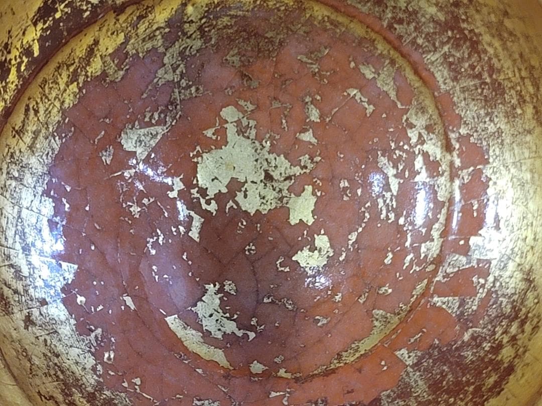 【極美品】嶋台茶碗　赤楽金銀一双 　　　　川崎和楽造