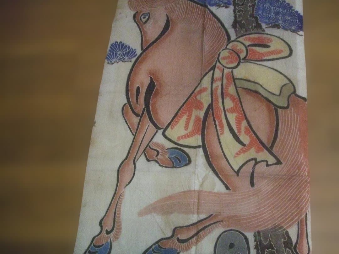 明治38年 ★浮世絵 ・馬 ・布・手描き