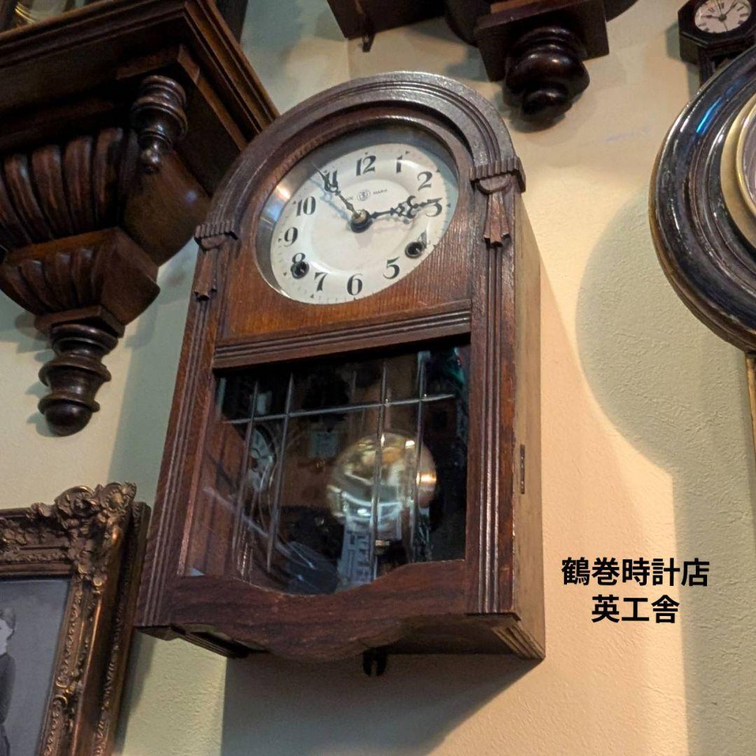 古時計　掛時計　アンティーク掛時計　ゼンマイ時計　レトロ時計　英工舎