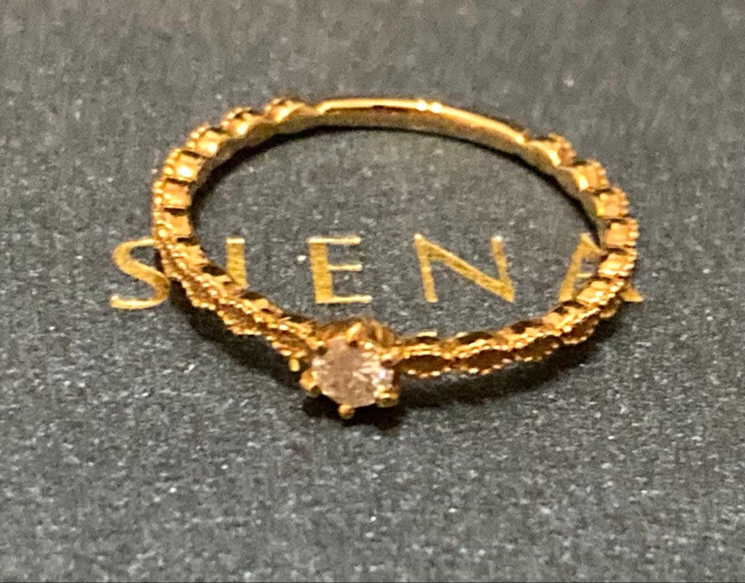 新品未使用　希少　シエナ　k18 ダイヤモンド　リング　9号　指輪　ミル打ち