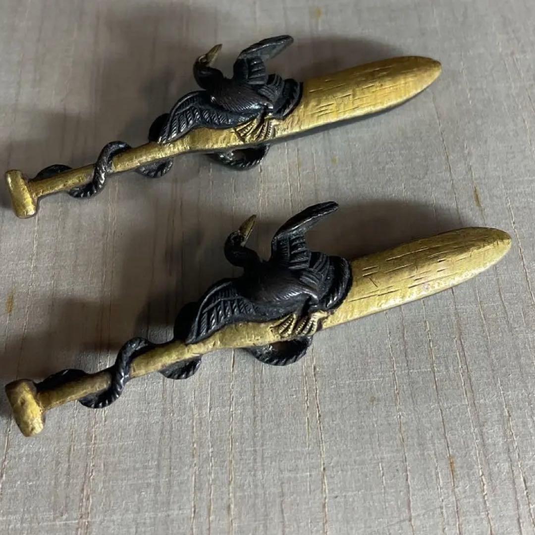 目貫　　2種4個　　刀装具　武具　骨董　時代物　江戸時代