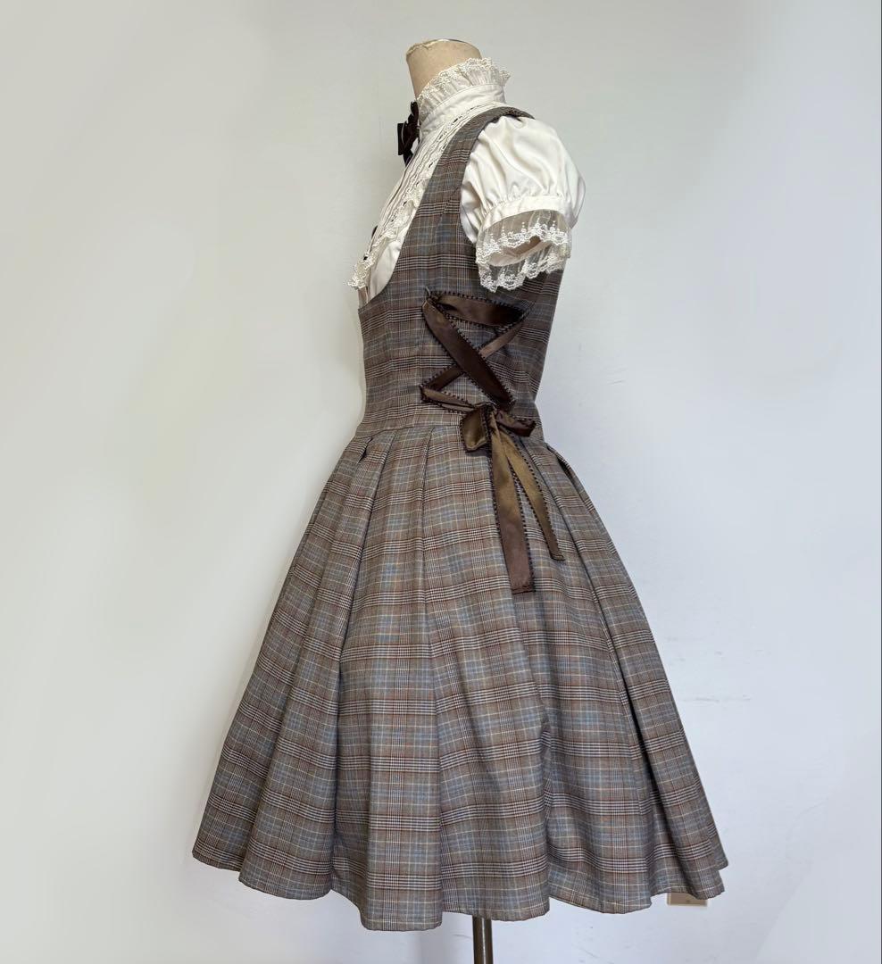 innocent Wordチェック×リボンジャンパースカート