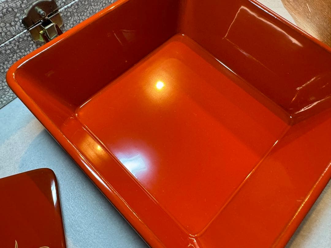 母のお茶道具 輪島塗 盆付き蓋付菓子箱　盆サイズ220mm