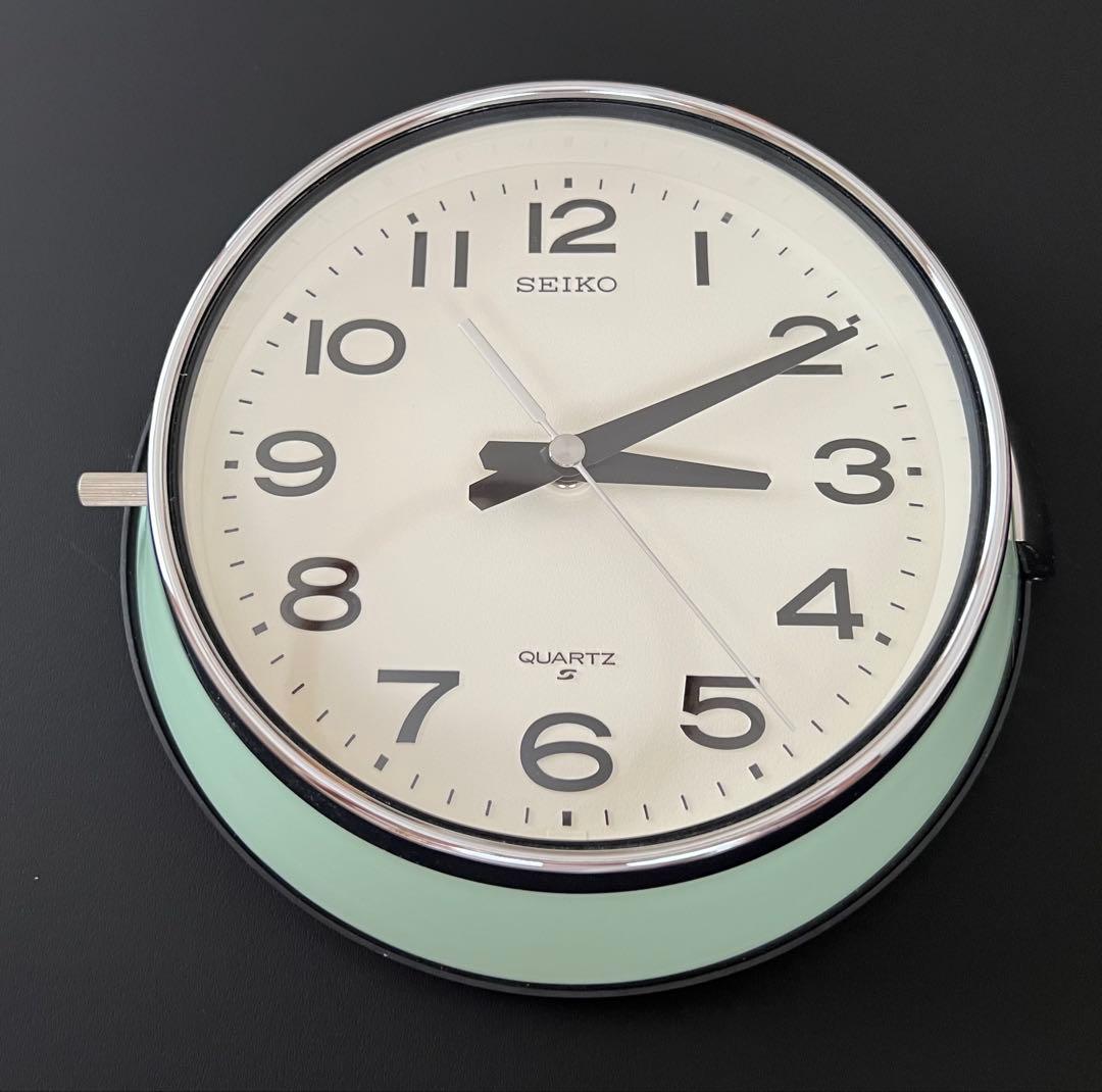 SEIKO 防塵型クォーツ壁掛時計 KS474M 船舶時計 グリーン 動作品