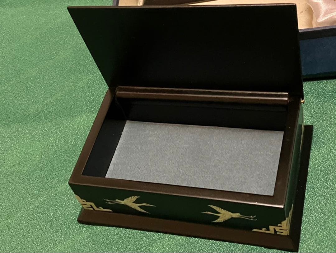 韓国高級螺鈿細工-鶴 3点セット 螺鈿漆器 名刺入れ 宝石箱 小物入れ