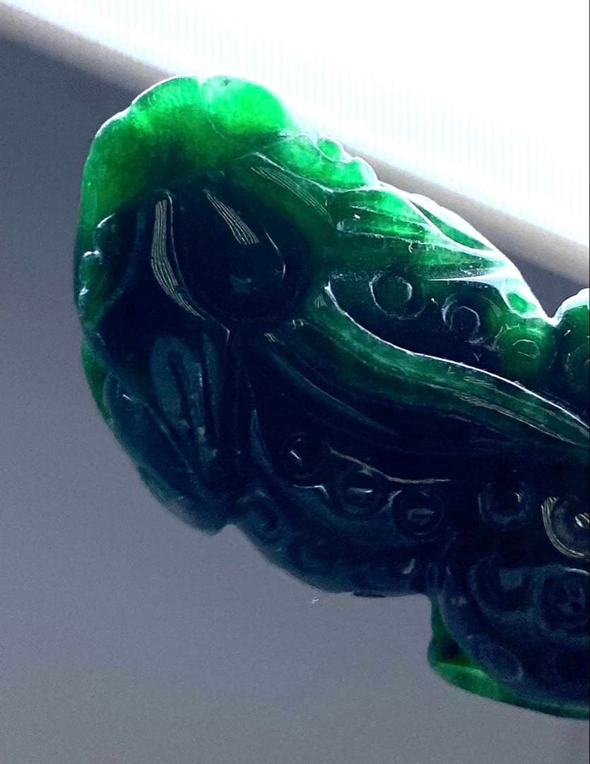 本翡翠　獅子筆架一対　49g 東Y7-0212ア㉜タトチ