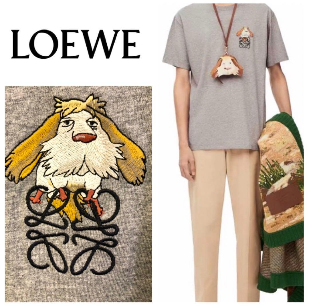 ロエベ 本物 新作 ジブリ LOEWE ハウル ロゴ Tシャツ グレー Lサイズ