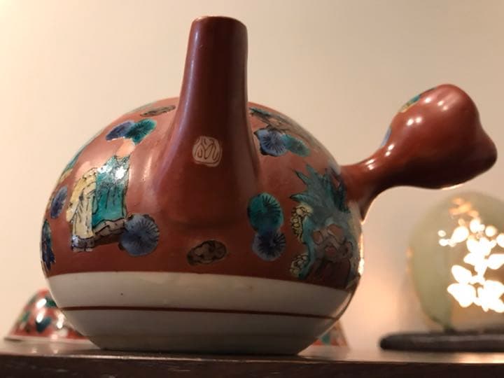 【骨董品】九谷焼　木米　急須1個・蓋付茶碗2個・湯呑茶碗4個