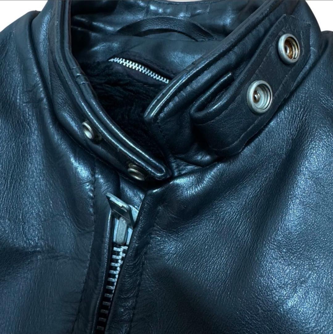 Schott ブラックレザー シングルライダースジャケット 38
