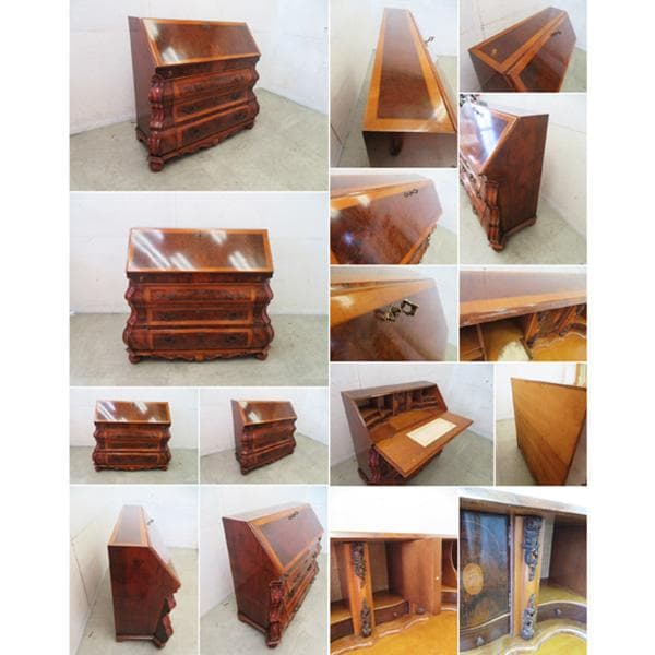 ユーロアンティーク■ロココ様式■ライティングデスク■ボンベフロント■