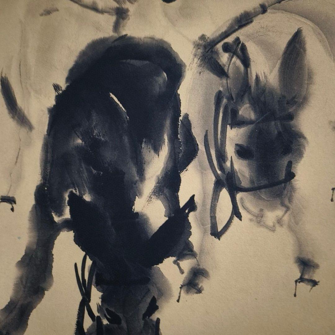 【証書付】黄胄《七頭毛驢》 中堂掛軸 絹本装裱 大幅 168×65cm 中国書画