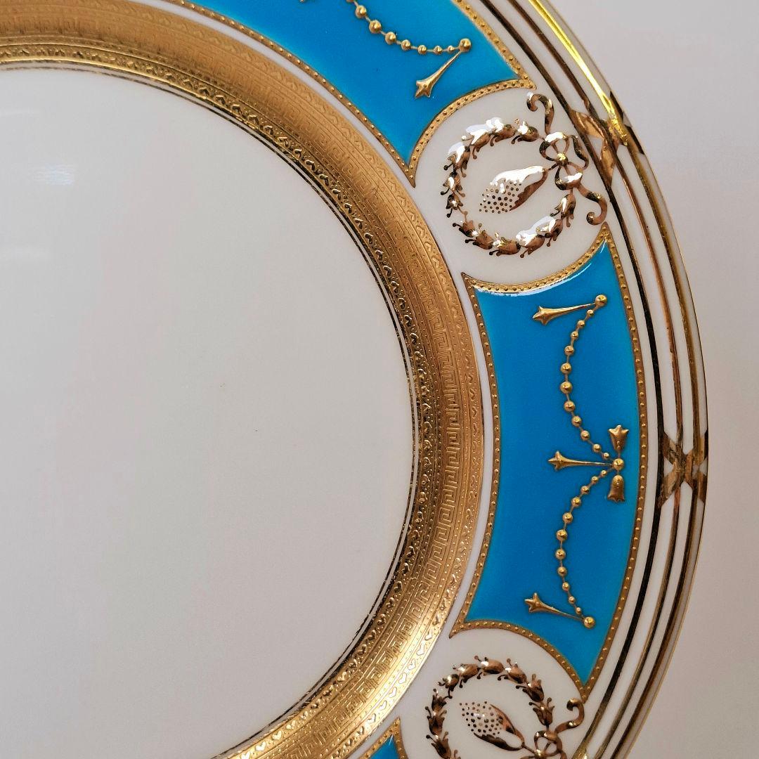 1900年 ミントン minton エナメル ターコイズ キャビネット プレート