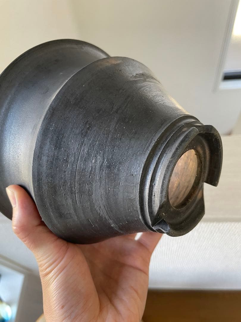 比護武司　鉄黒ポット　陶器鉢