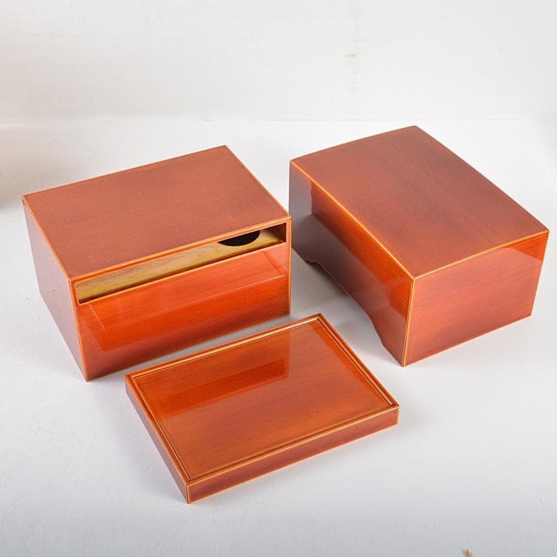 茶道具　飛騨春慶塗　茶箱　棗　茶碗など　五点　一式　共箱　M　R5769