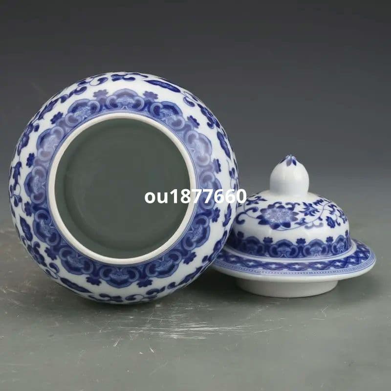 清乾隆青花纏枝紋将軍缶 景徳鎮 陶磁器 装飾品 現代工芸品 美術品 置物