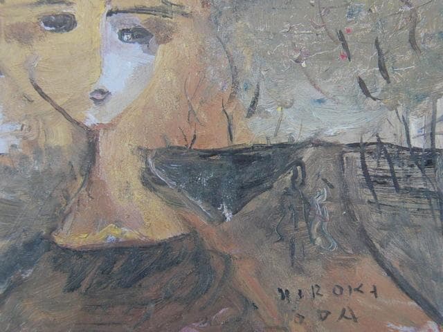 織田廣喜、【通りぬけ並木と少女・桜の花】、希少な額装用画集より