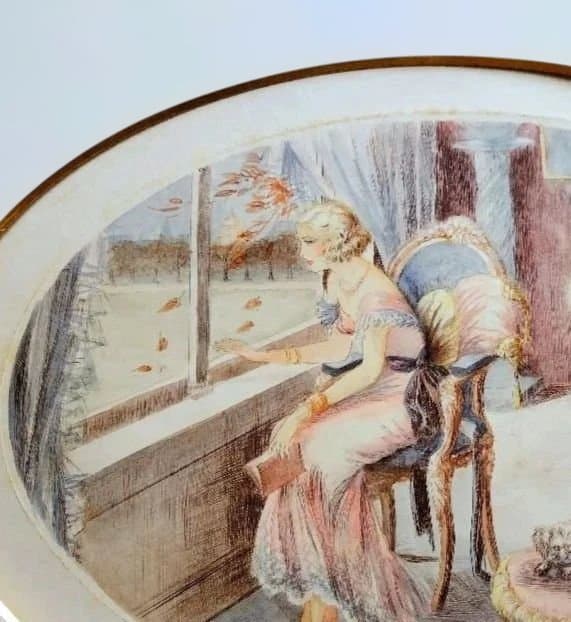 仏画家 マリアンヌ 石版画 \"夫人と猫\"-Ａ