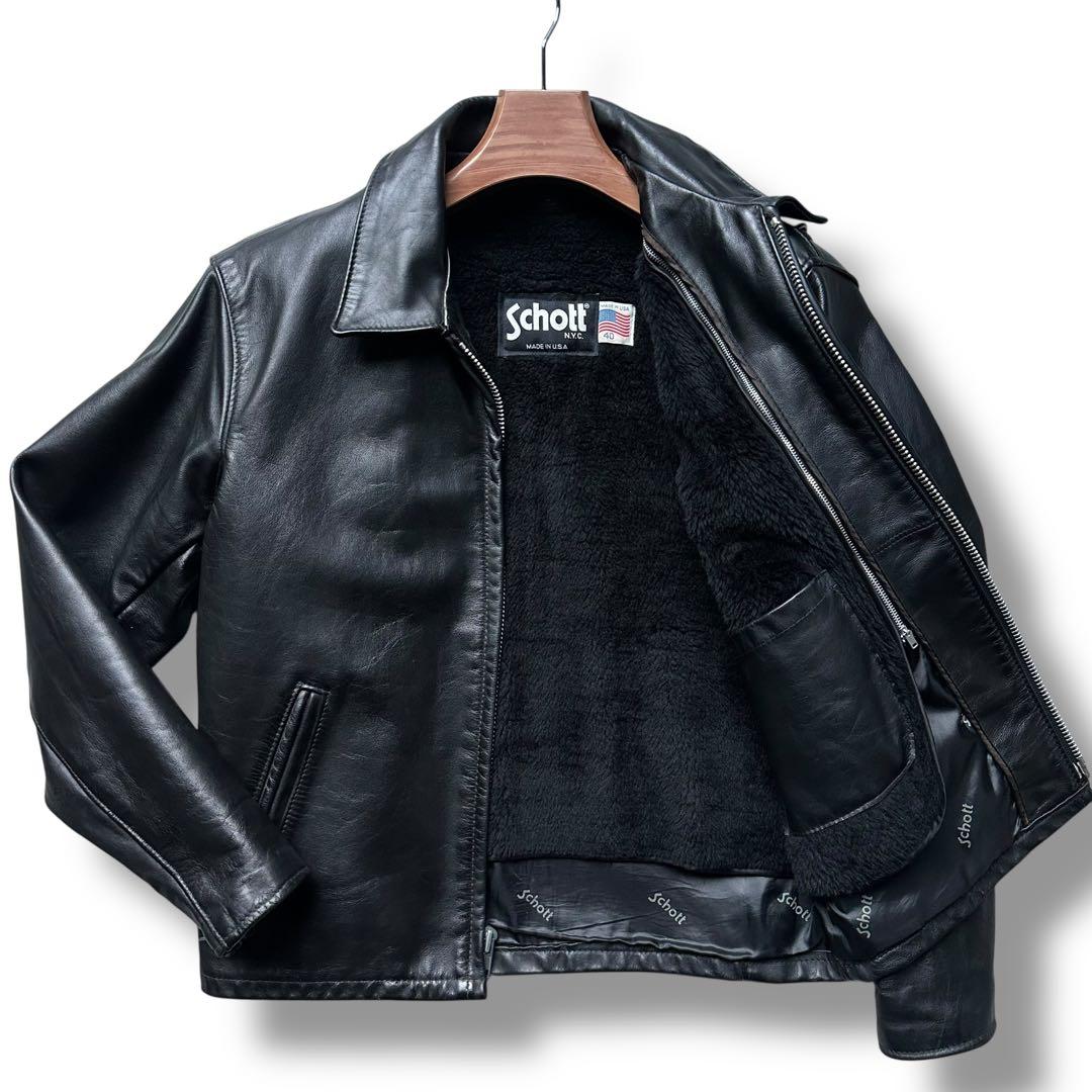 XL相当 極美品 ショット 652 完品 ライダースジャケット 本革 ライナー