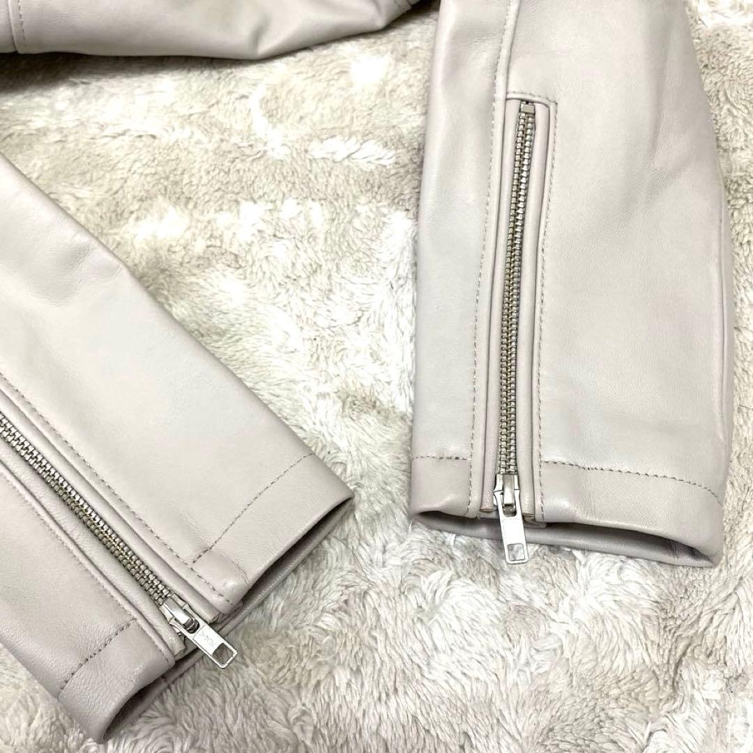 MMMM ✨希少良品✨ シングルライダース レザージャケット ライトグレー 羊革