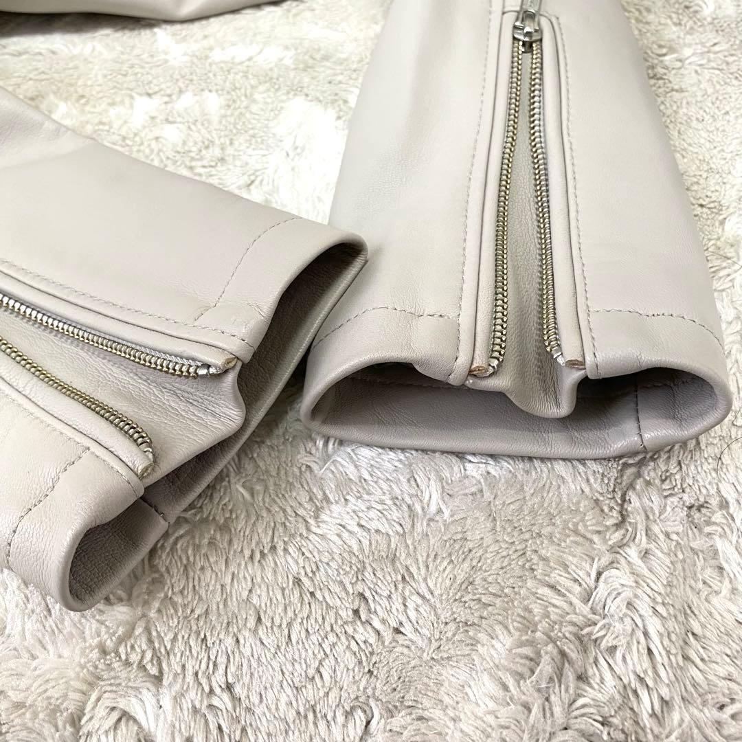 MMMM ✨希少良品✨ シングルライダース レザージャケット ライトグレー 羊革