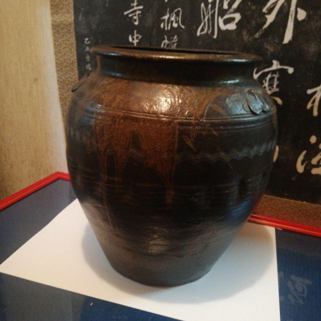 確認用追加画像江戸時代旧家蔵出し時代古陶磁器器傘立て等風流な景色用かめ壺
