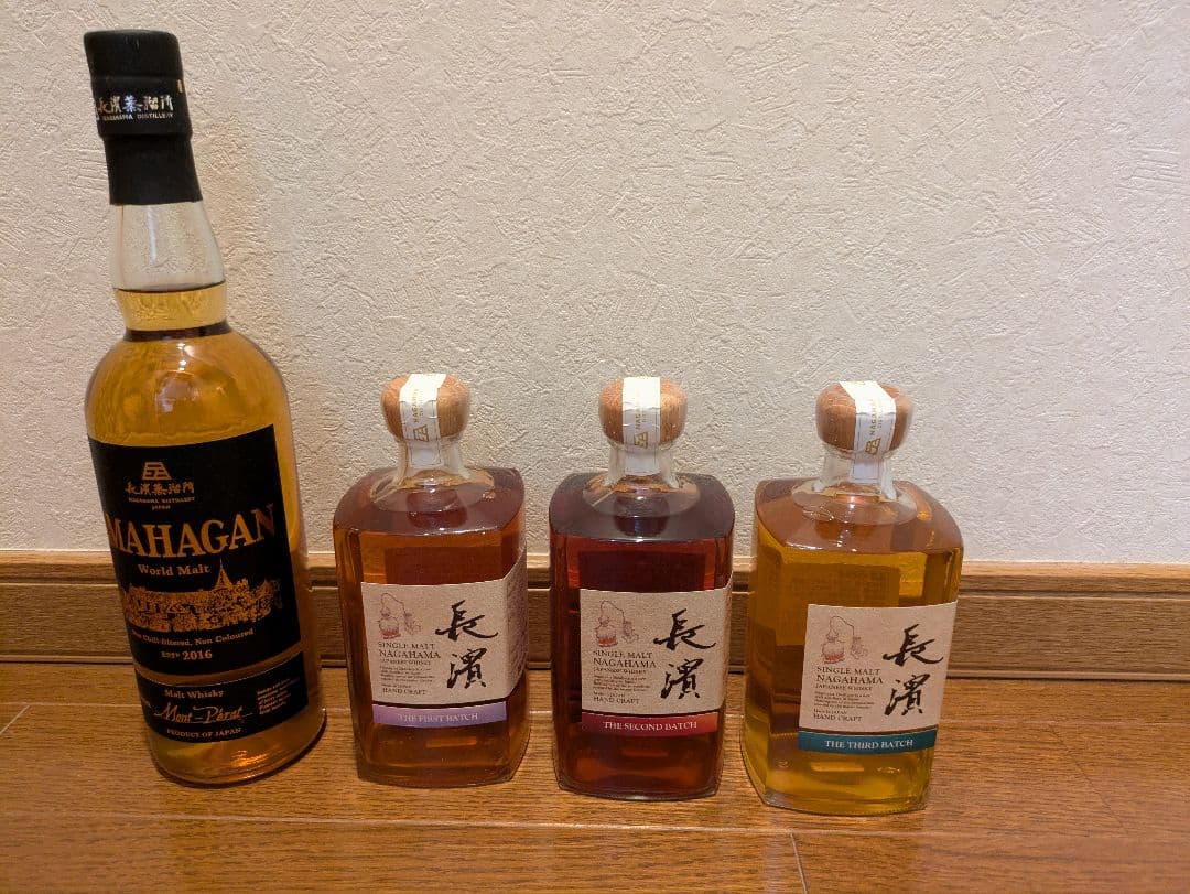長濱シングルモルトウイスキー1st〜3rdとアマハガンモンペラ新品未開封品4本組