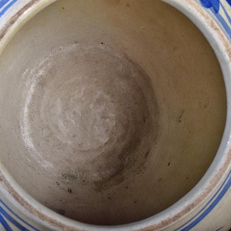 朝鮮美術　李朝　高麗白磁　染付　花文　壷　V　R7916B