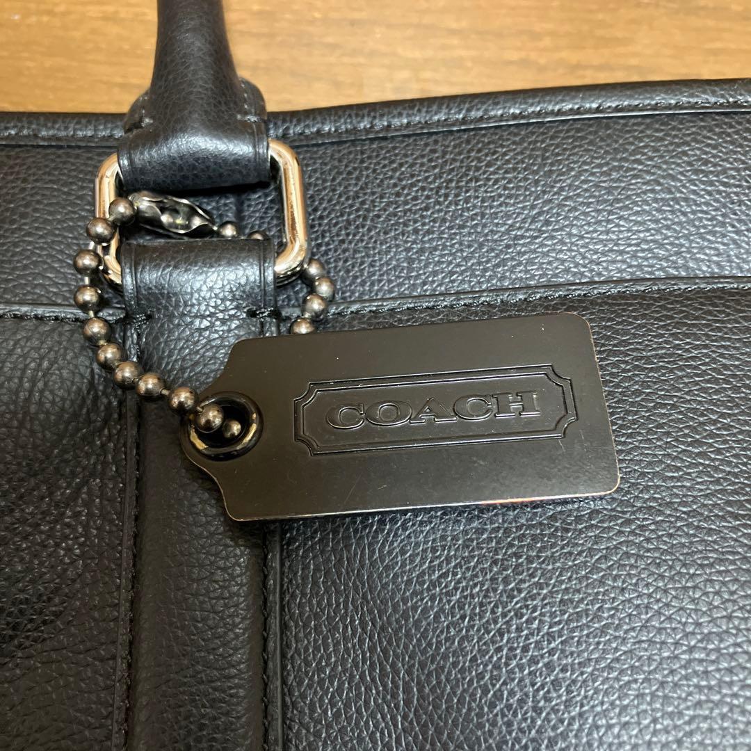 本日削除します！美品レザーcoachメンズトートバッグ　ブラック