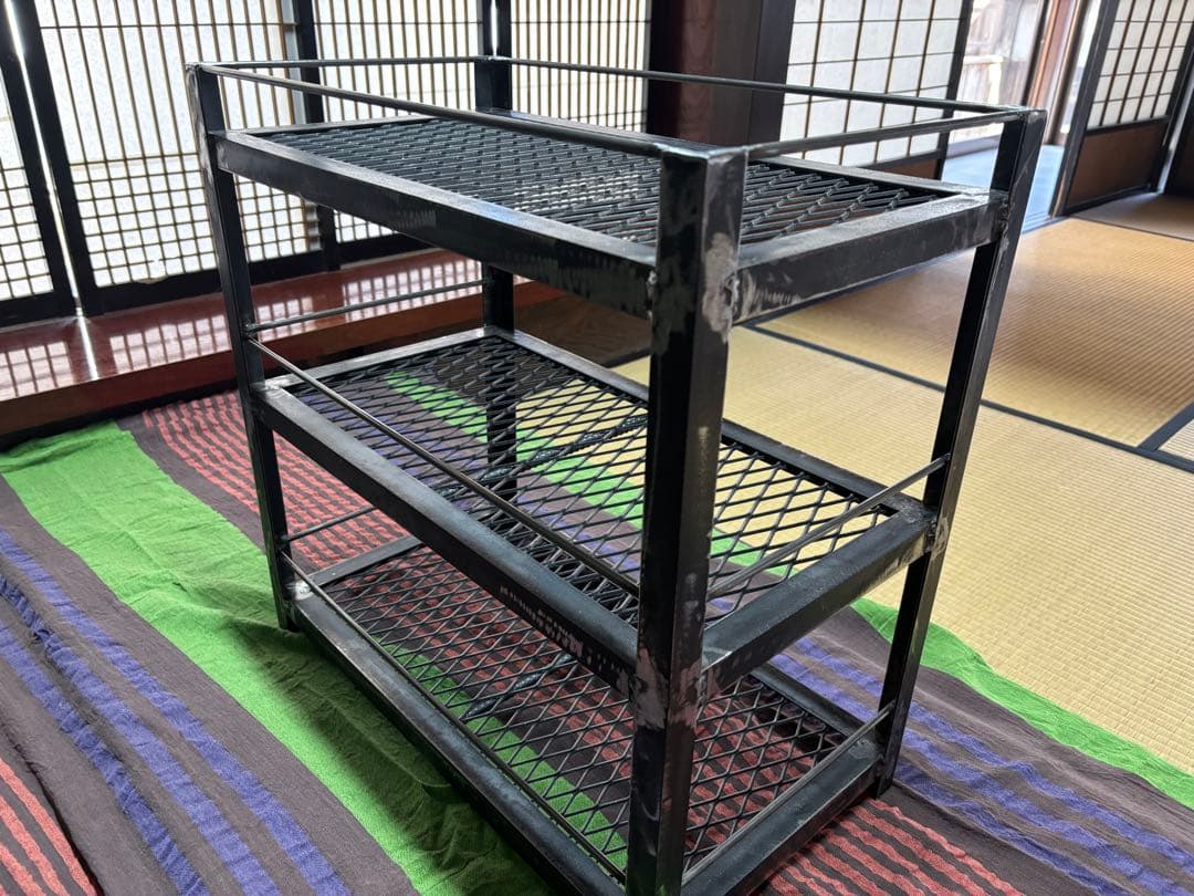 アイアンシェルフ３段棚　多肉植物　アガベ　植物棚　シャビー塗装