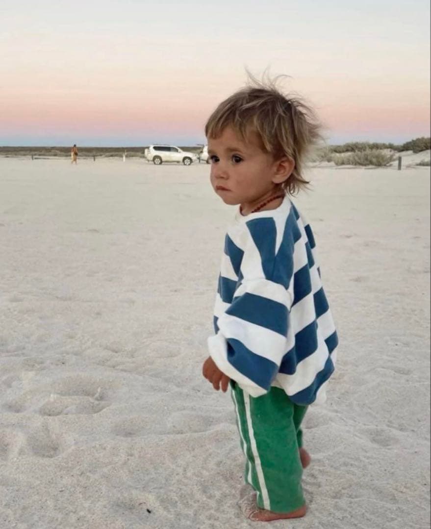 ZIGGY ZAZA ボーダースウェット ブルー 2-3y