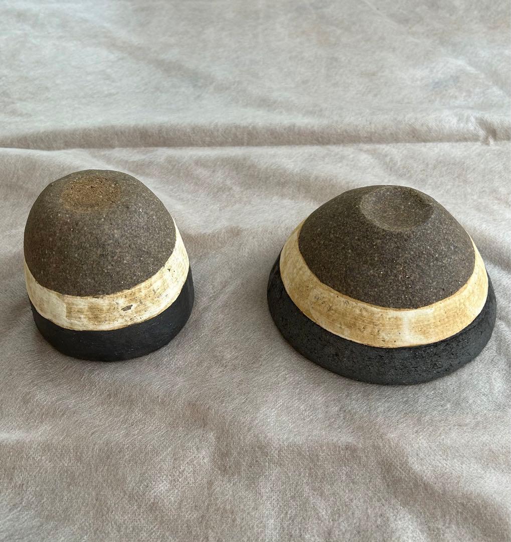 益子焼 渡辺桂子 ストライプ ボウル カップ セット