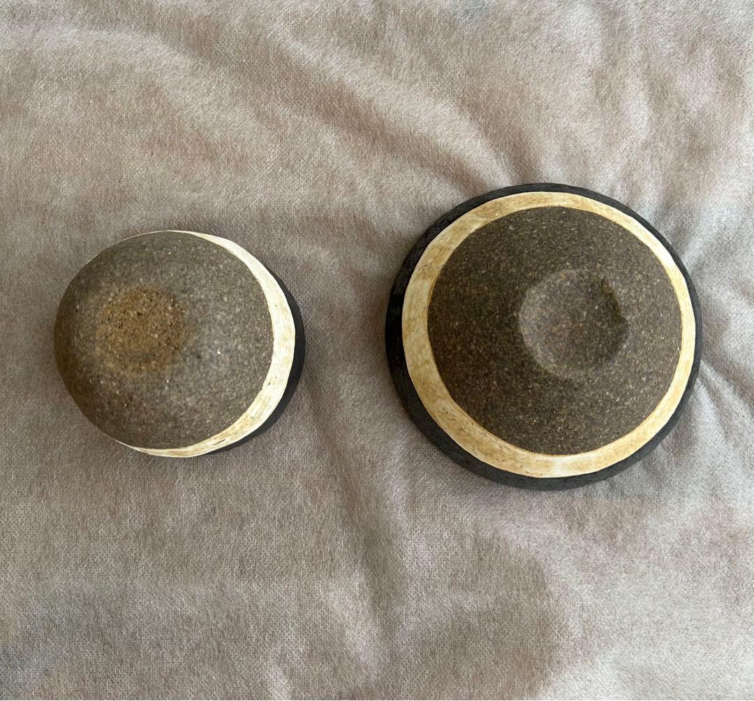 益子焼 渡辺桂子 ストライプ ボウル カップ セット