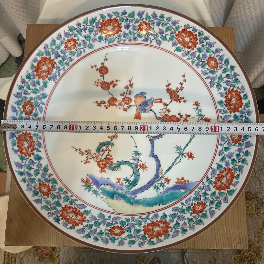 ★おまけ付き★奥川俊右衛門　36cm 大皿　額皿　飾り皿　絵皿　共箱付き