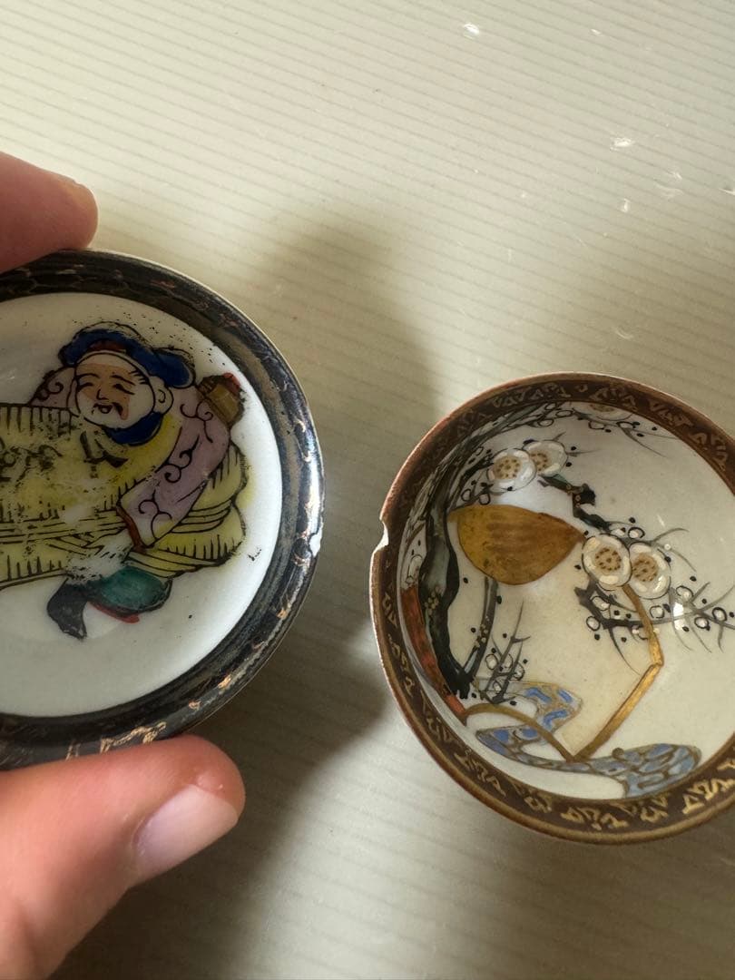 2496 まとめ売り　九谷焼　猪口　6客　時代物