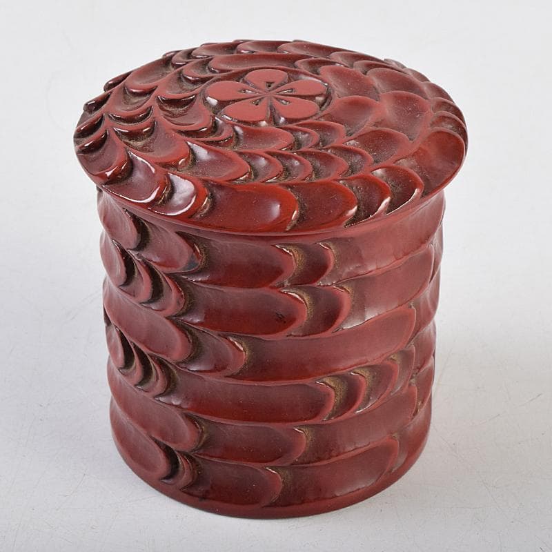 茶道具　秀円作　鎌倉彫　流水文　金輪寺棗　共箱　V　R9452