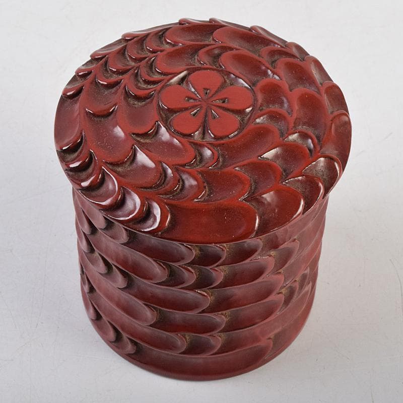 茶道具　秀円作　鎌倉彫　流水文　金輪寺棗　共箱　V　R9452