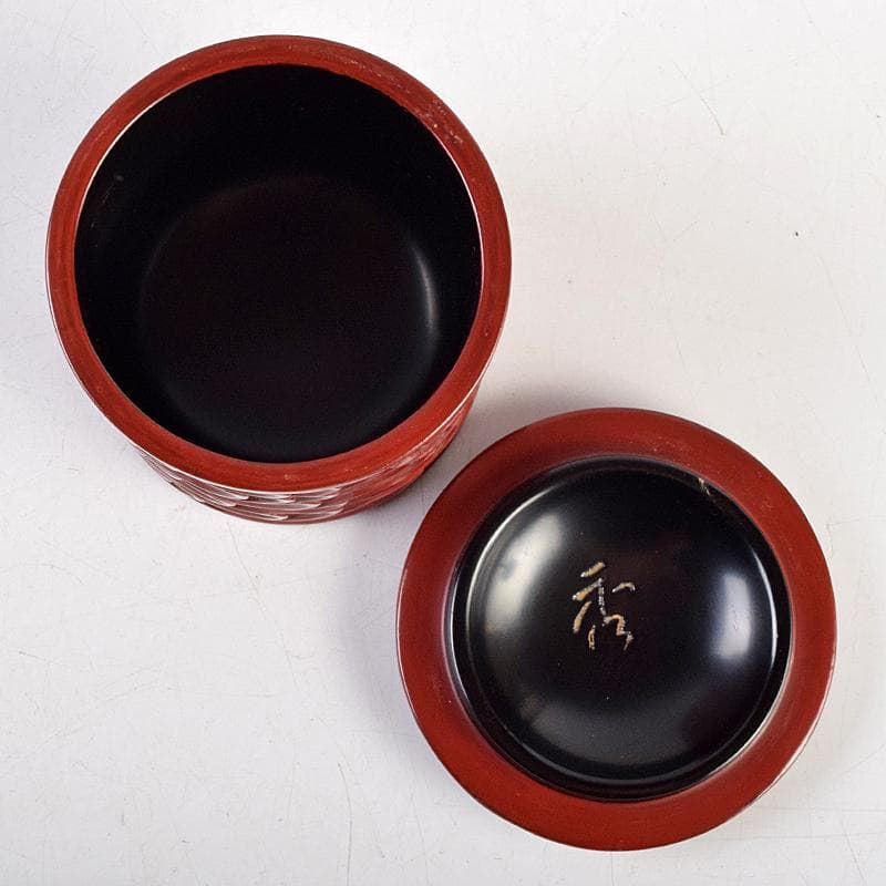 茶道具　秀円作　鎌倉彫　流水文　金輪寺棗　共箱　V　R9452