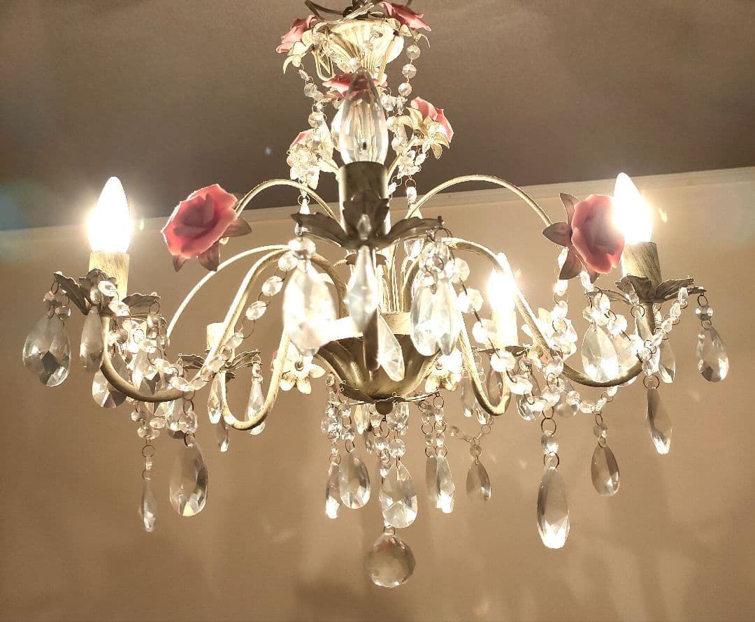 ローズ アンティーク風シャンデリア 6灯