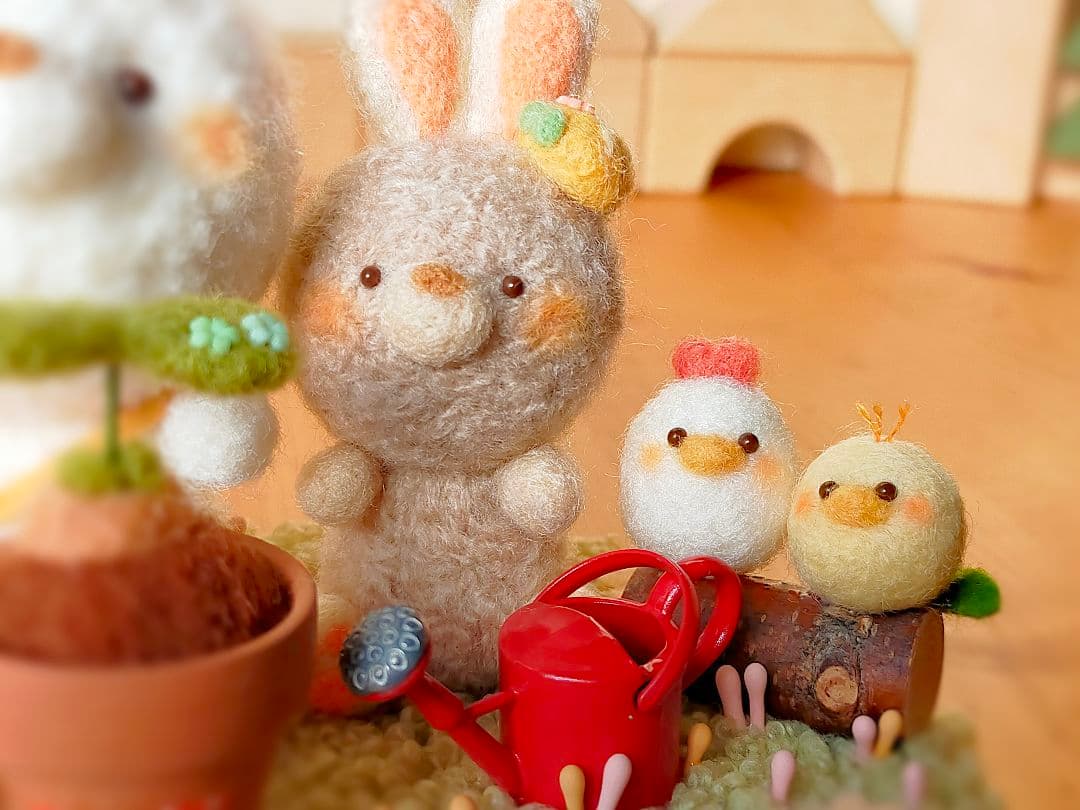 ✿羊毛フェルト✿うさぎ✿種を植えました✿