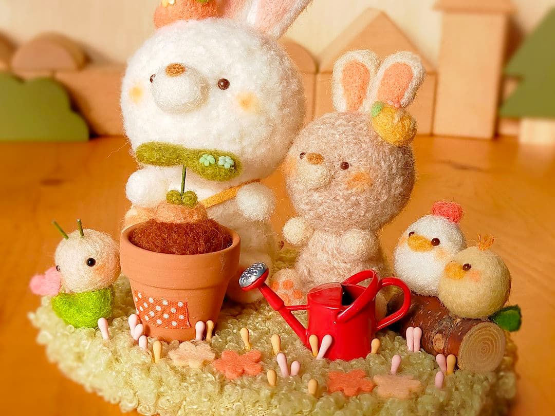 ✿羊毛フェルト✿うさぎ✿種を植えました✿