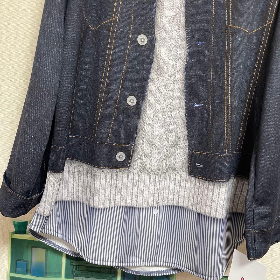 新品　ワコール　カルソン　フェイクデニム・パーカーチュニックカットソーM〜L ②