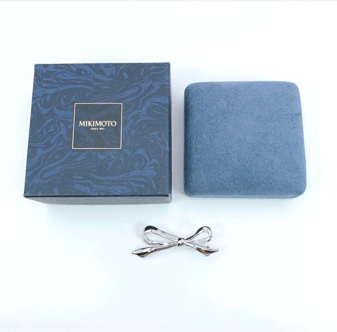 箱付き　MIKIMOTO　ミキモト　シルバー　ブローチ　リボン　りぼん