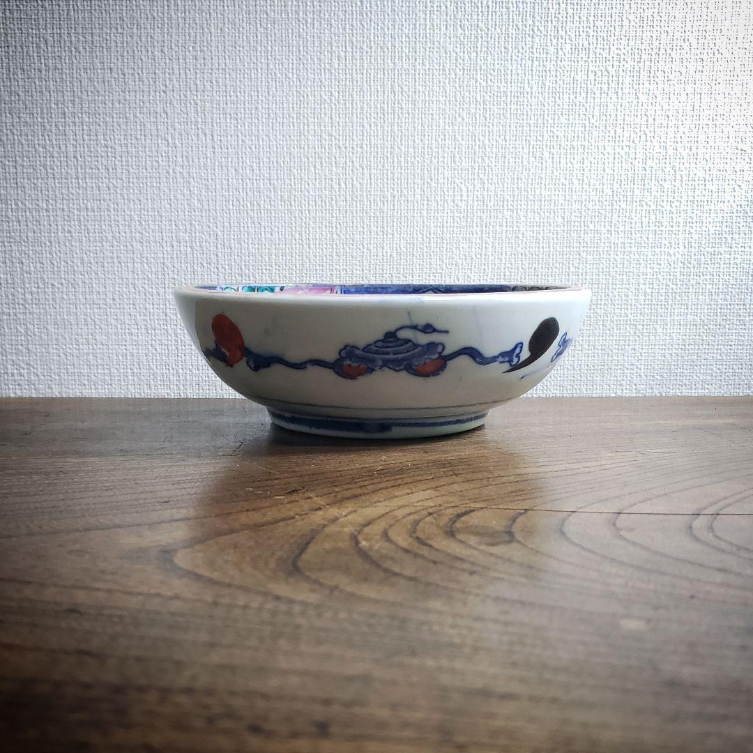 印判　鉢　丼　明治　大正　鳳凰　希少　ピンク　美品