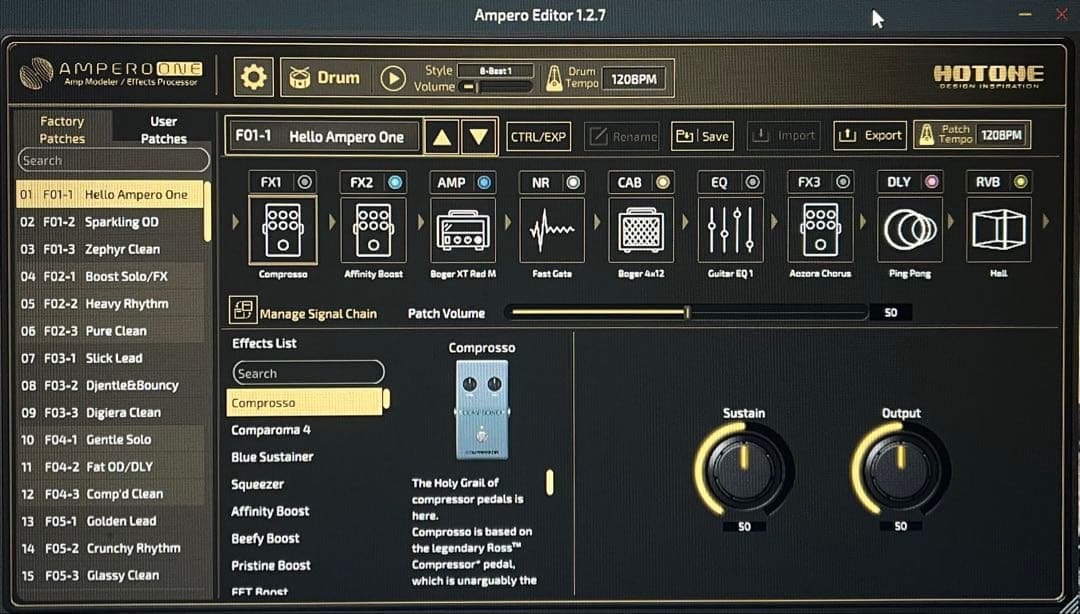 【ジャンク品】HOTONE Ampero One（液晶割れ、スイッチ2接触不良）