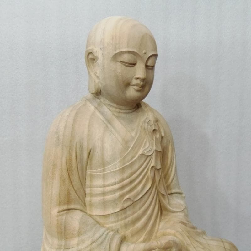 Ｂフライデー良いお顔　 学業成就★楠材 僧形文殊菩薩坐像 高さ：約54cm★