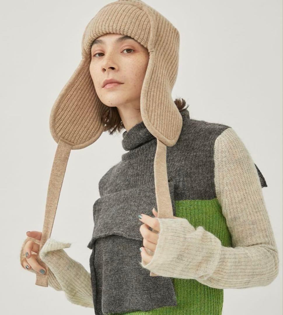 FUMIE TANAKA ear cover knit cap ベージュ