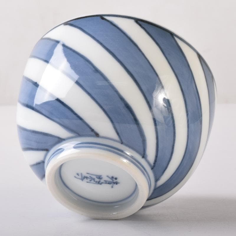 茶道具　京焼　清閑寺窯　杉田祥平造　染付　棯文　汲出碗　五客　共箱　V　7251