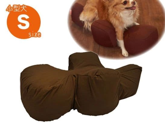 ダークブラウン クロス型ベッドクッション