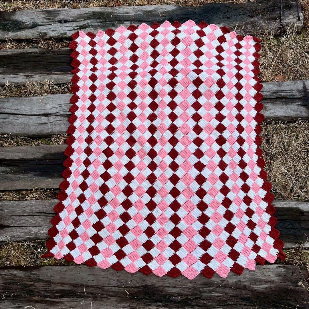 【USA vintage】 グラニーブランケット　エントレラック　ひざ掛け　ラグ